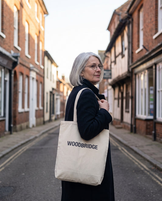 Your Town Merch — Woodbridge Natural Tote lifestyle