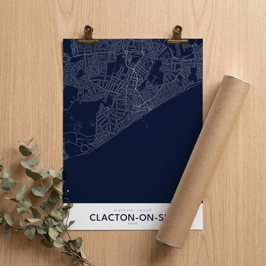 Your Town Merch — Clacton-on-Sea Map Print unframed print