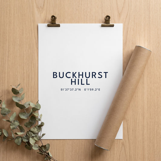 Buckhurst Hill — Coordinates Print (White)