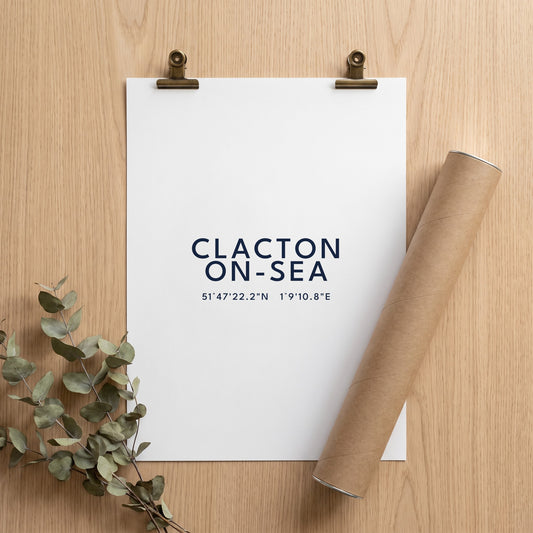 Clacton-on-Sea — Coordinates Print (White)