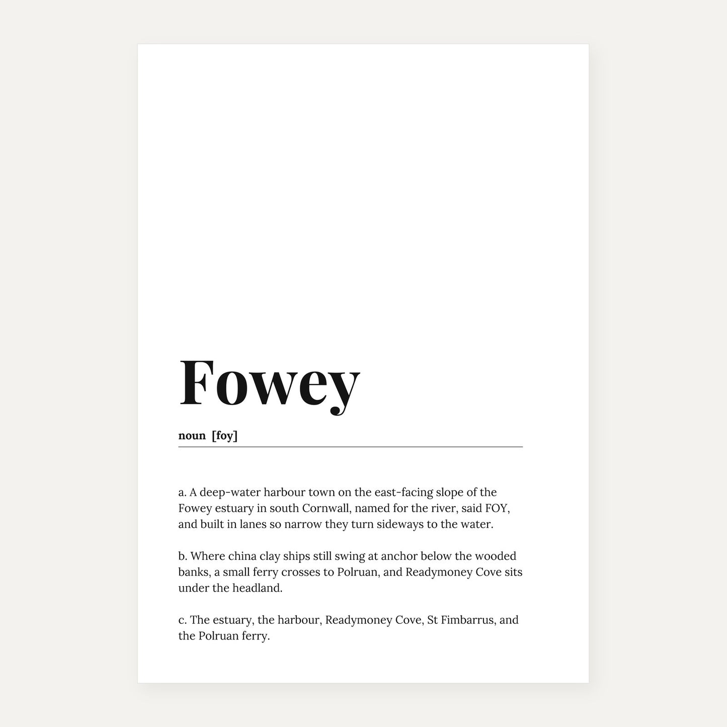 Fowey — Dictionary Print