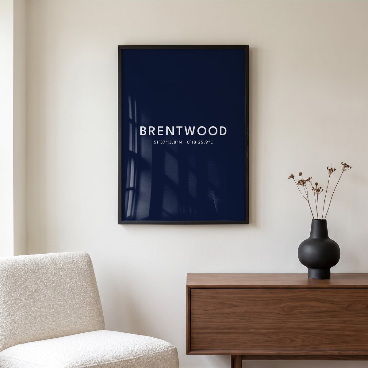 Brentwood — Framed Coordinates Print (Navy)