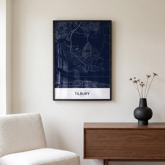 Tilbury — Framed Map Print (Navy)