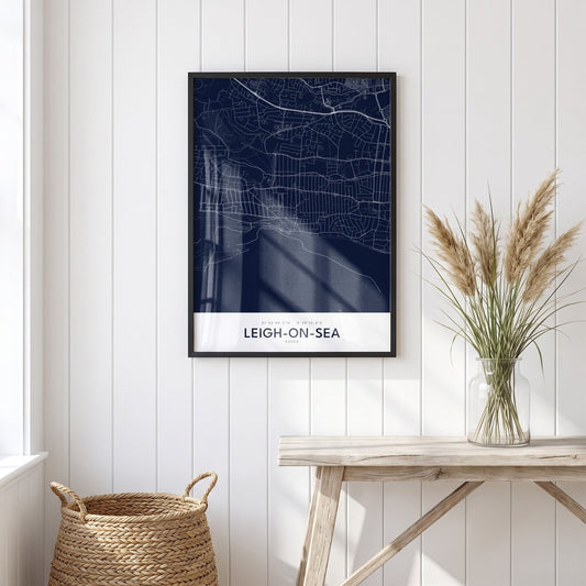 Leigh-on-Sea — Framed Map Print (Navy)