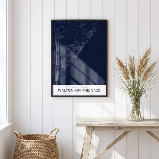 Walton-on-the-Naze — Framed Map Print (Navy)