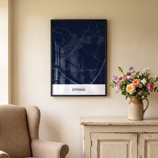 Epping — Framed Map Print (Navy)