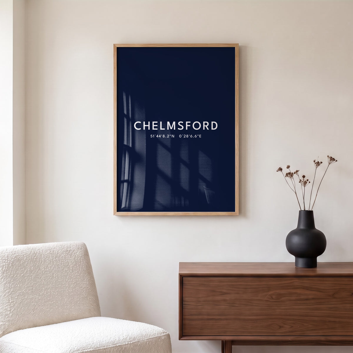 Chelmsford — Framed Coordinates Print (Navy)