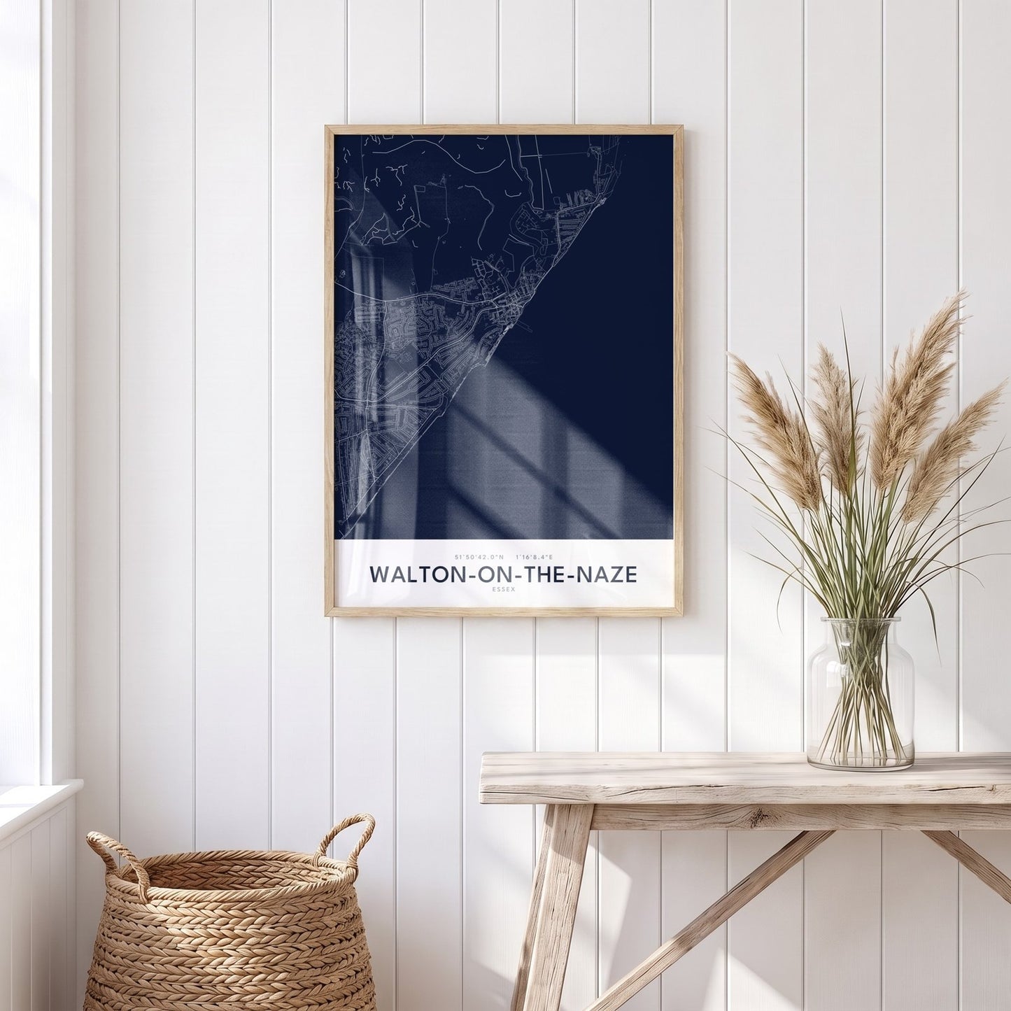 Walton-on-the-Naze — Framed Map Print (Navy)