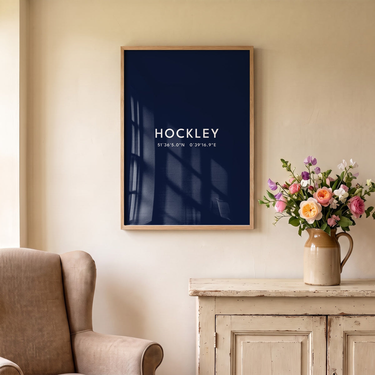 Hockley — Framed Coordinates Print (Navy)