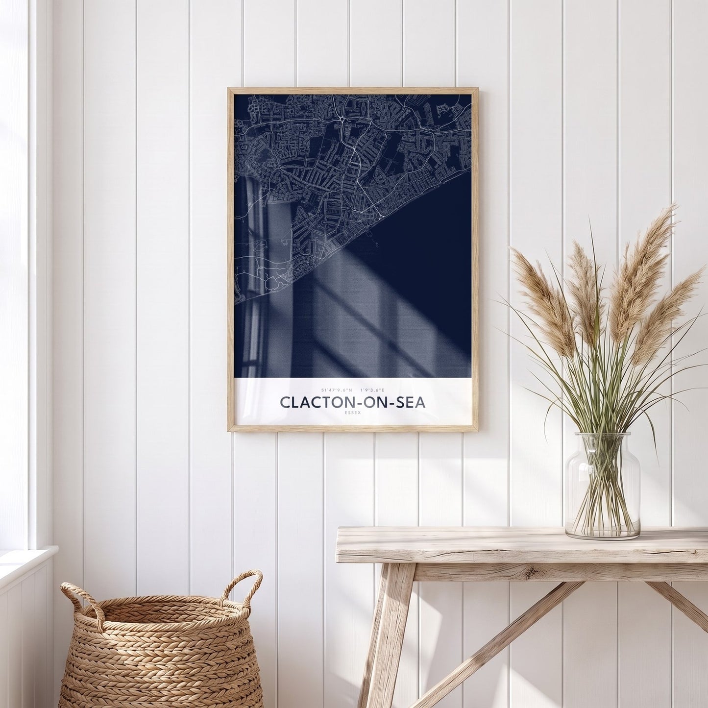 Clacton-on-Sea — Framed Map Print (Navy)