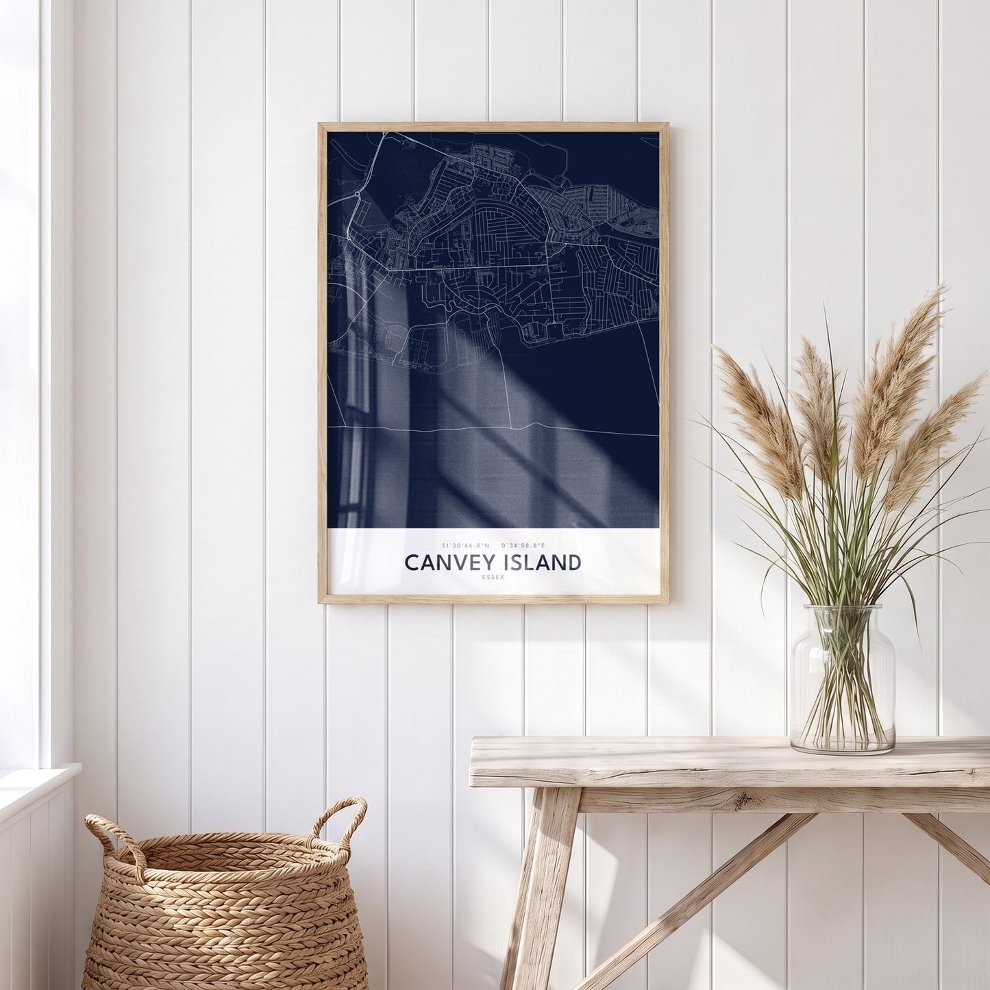 Canvey Island — Framed Map Print (Navy)