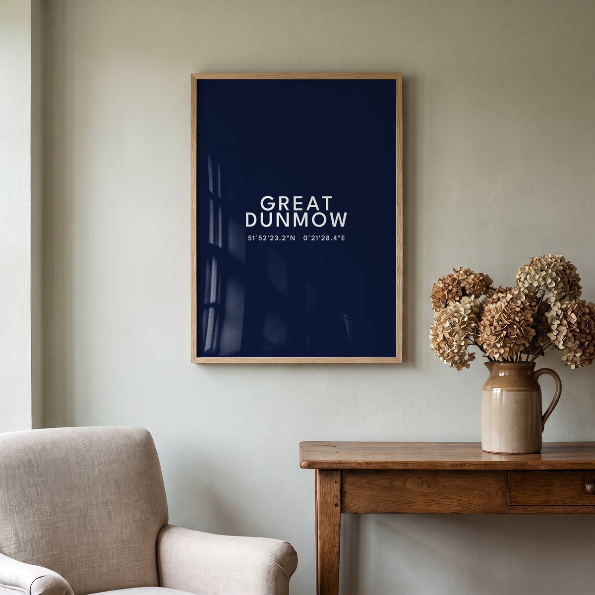 Great Dunmow — Framed Coordinates Print (Navy)