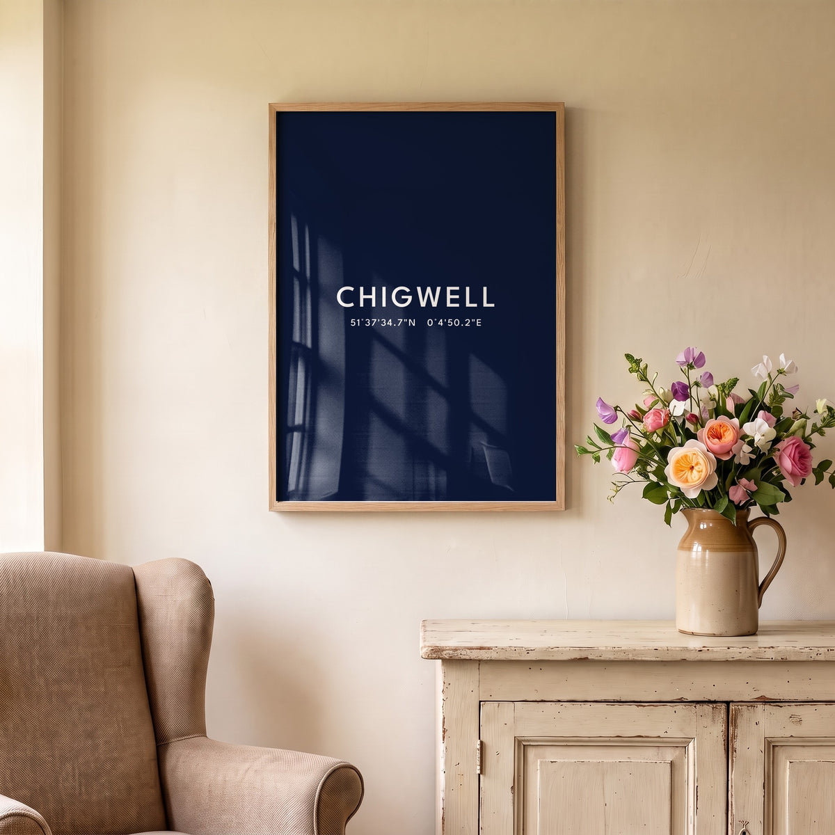 Chigwell — Framed Coordinates Print (Navy)