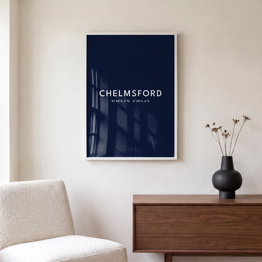 Chelmsford — Framed Coordinates Print (Navy)