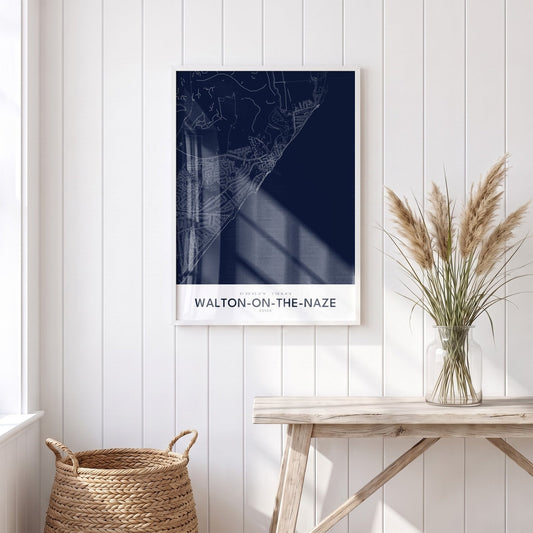Walton-on-the-Naze — Framed Map Print (Navy)