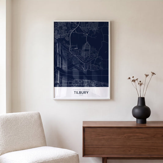 Tilbury — Framed Map Print (Navy)