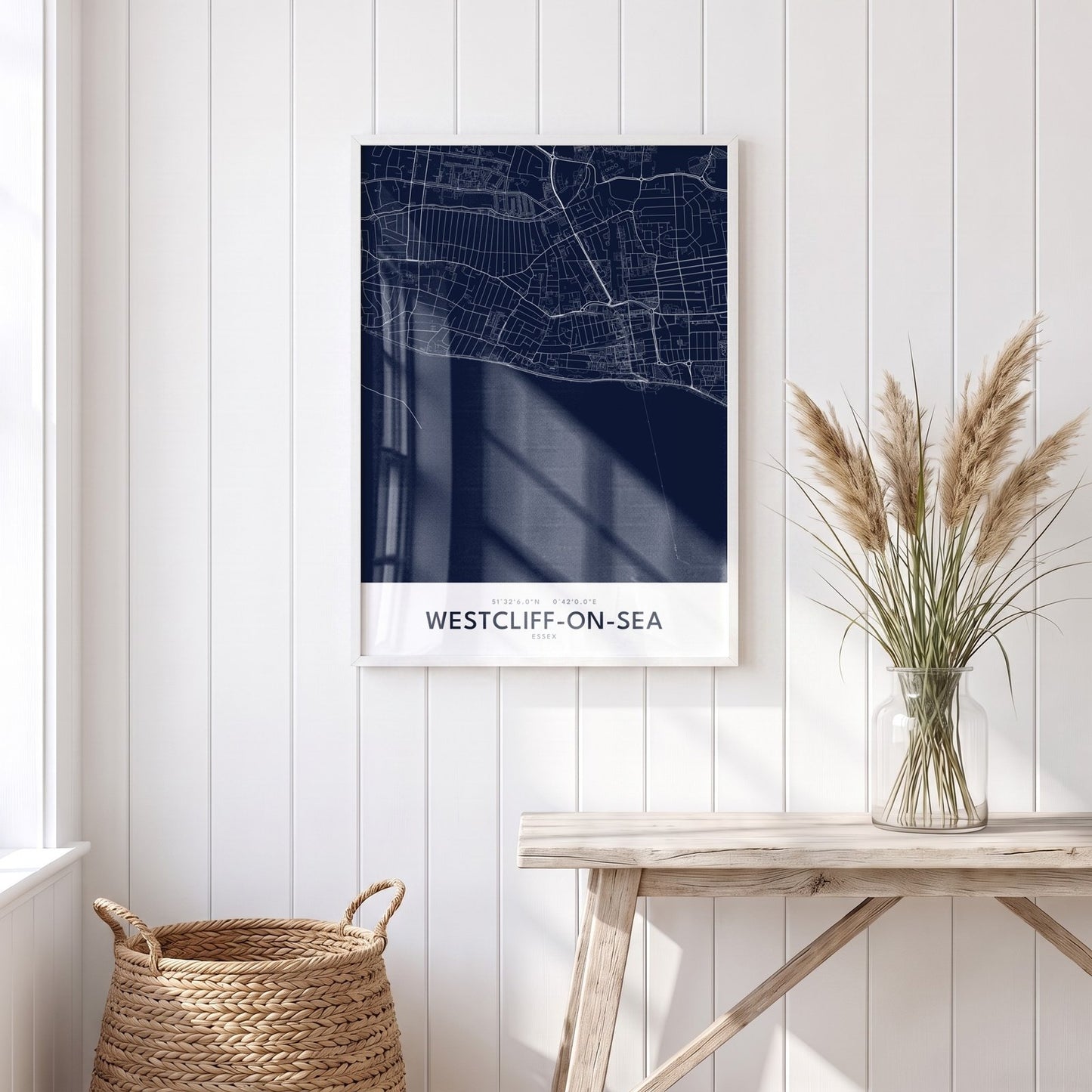 Westcliff-on-Sea — Framed Map Print (Navy)