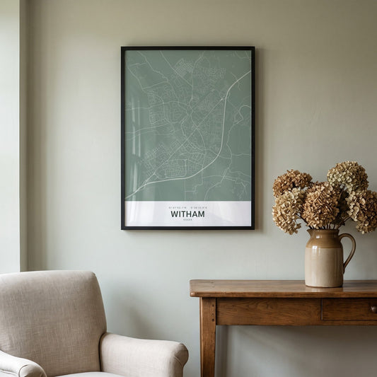Witham — Framed Map Print (Sage)