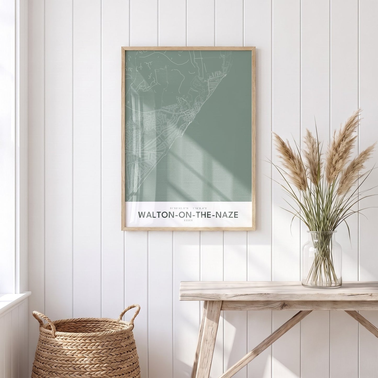 Walton-on-the-Naze — Framed Map Print (Sage)