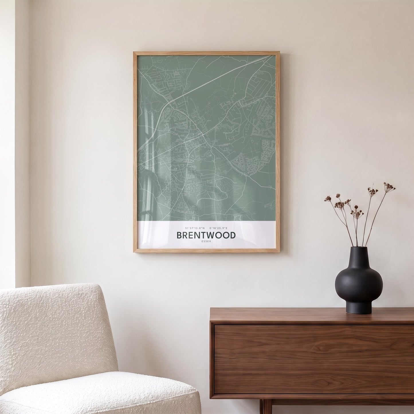 Brentwood — Framed Map Print (Sage)