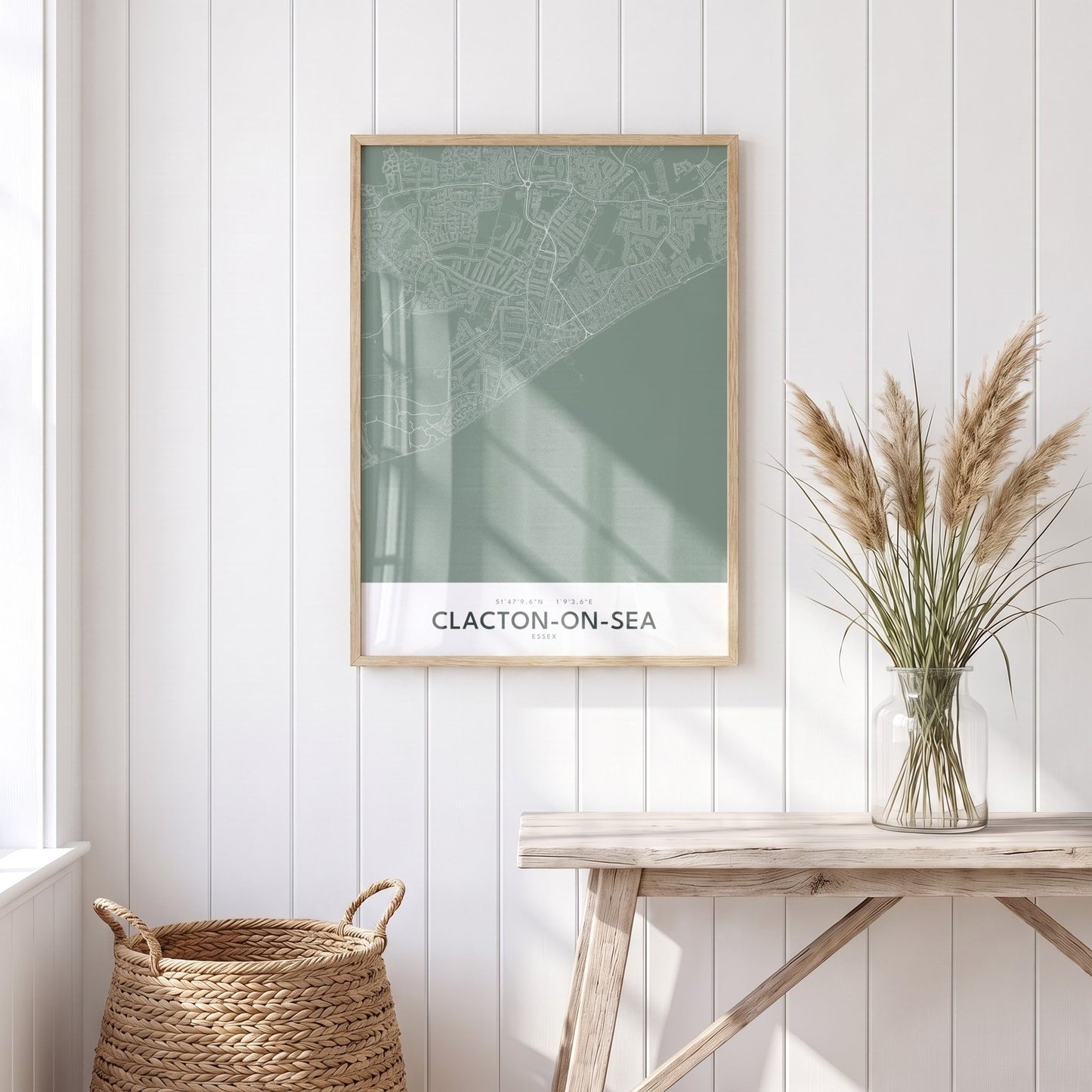 Clacton-on-Sea — Framed Map Print (Sage)