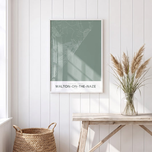 Walton-on-the-Naze — Framed Map Print (Sage)