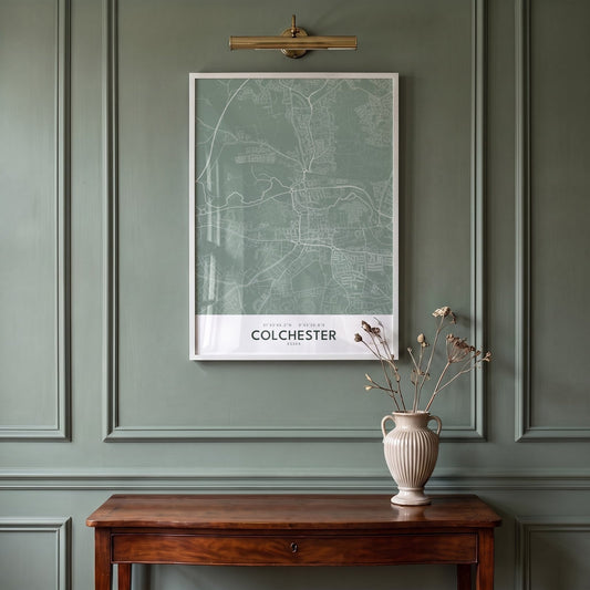 Colchester — Framed Map Print (Sage)