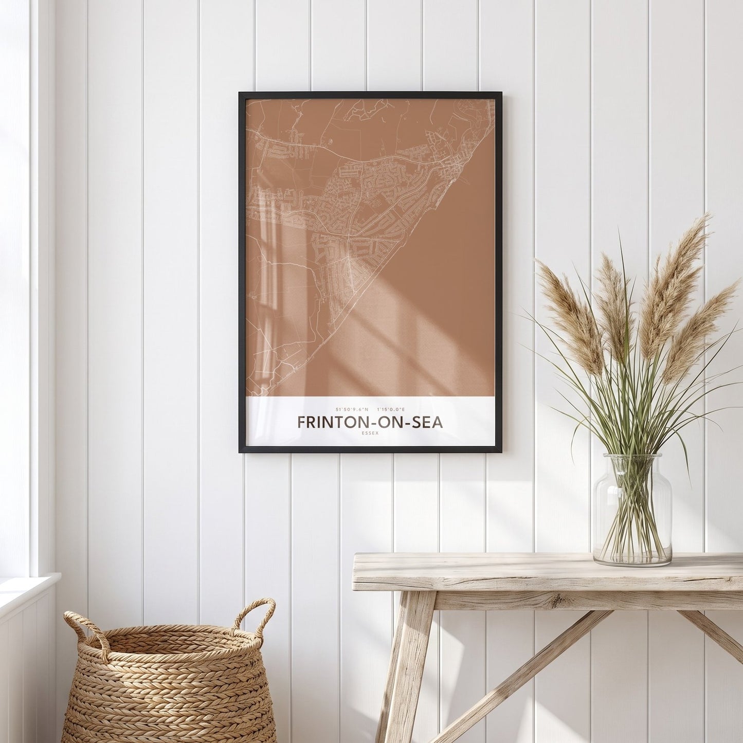 Frinton-on-Sea — Framed Map Print (Terracotta)