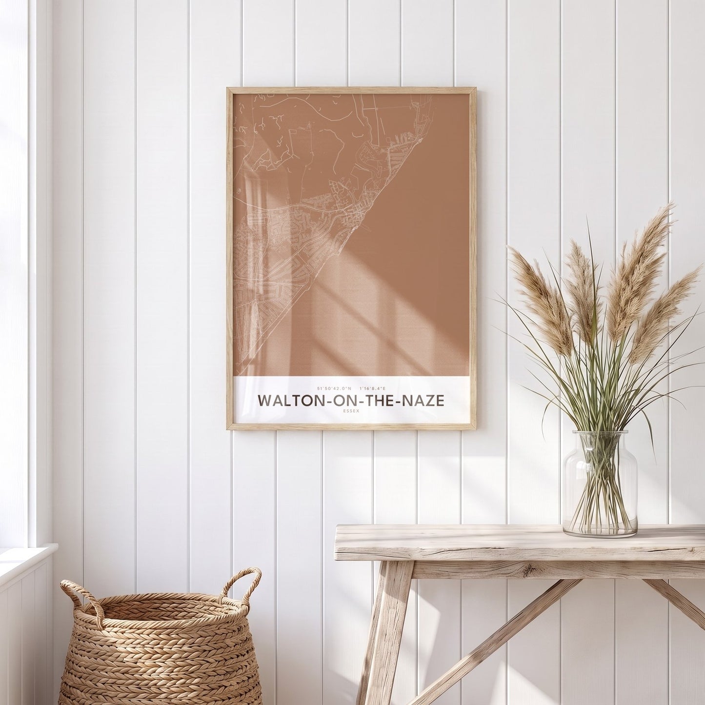 Walton-on-the-Naze — Framed Map Print (Terracotta)