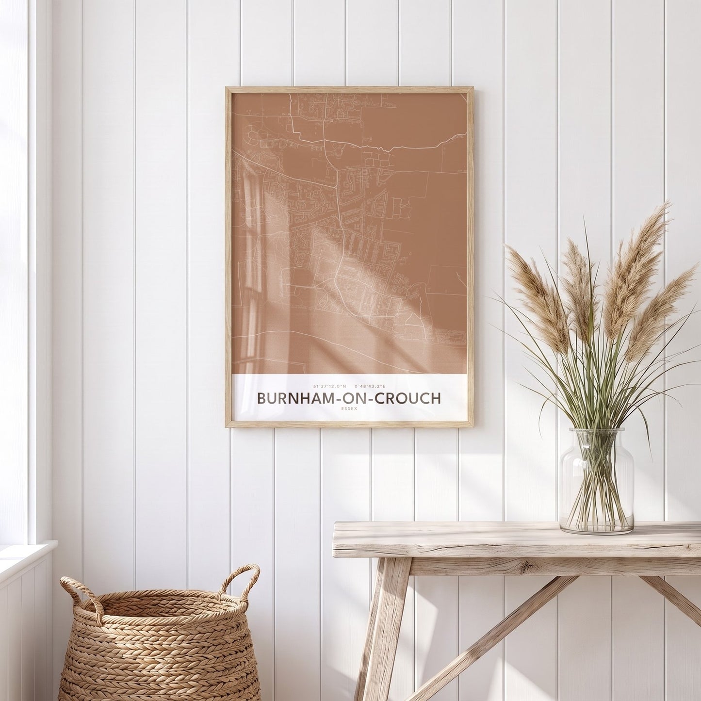 Burnham-on-Crouch — Framed Map Print (Terracotta)