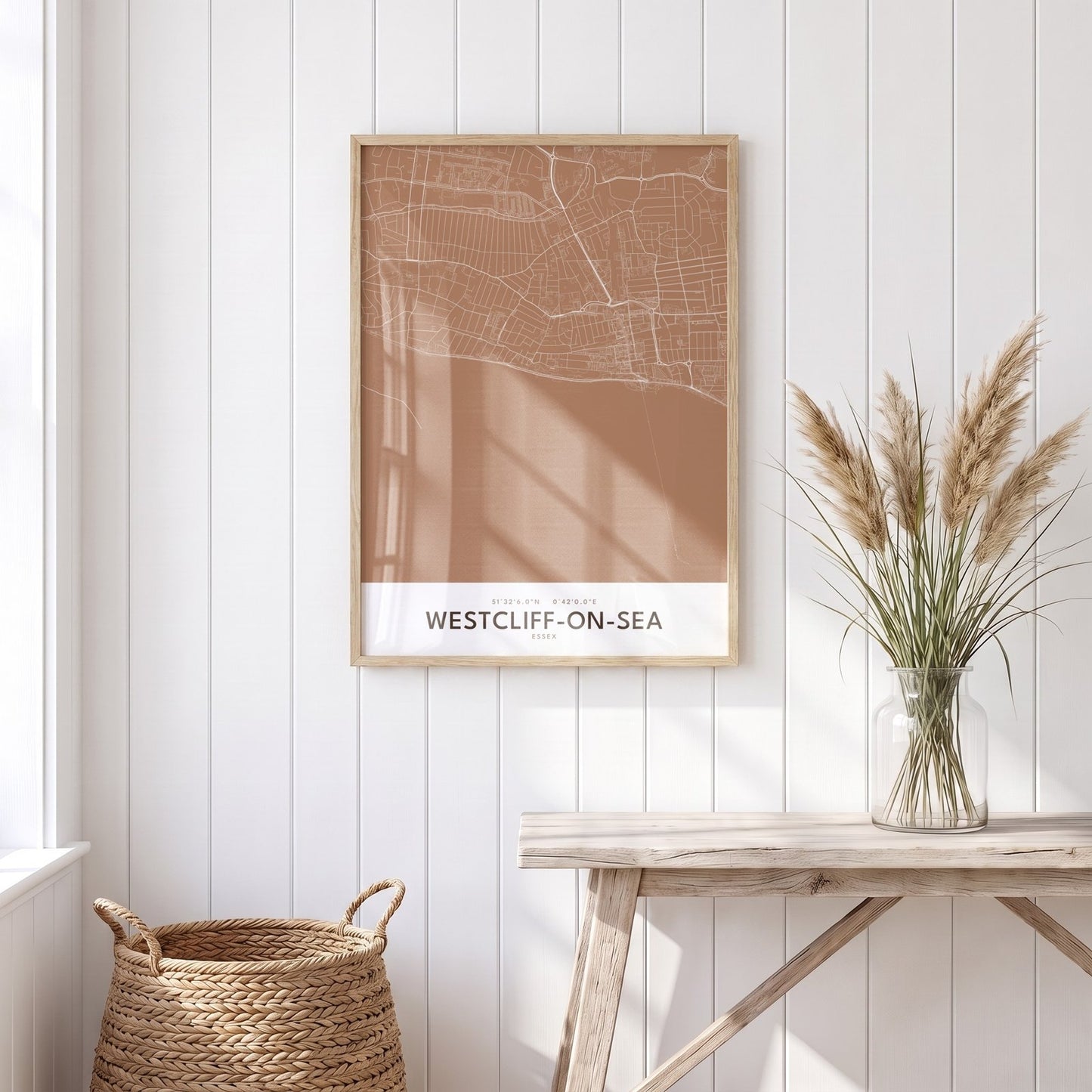 Westcliff-on-Sea — Framed Map Print (Terracotta)