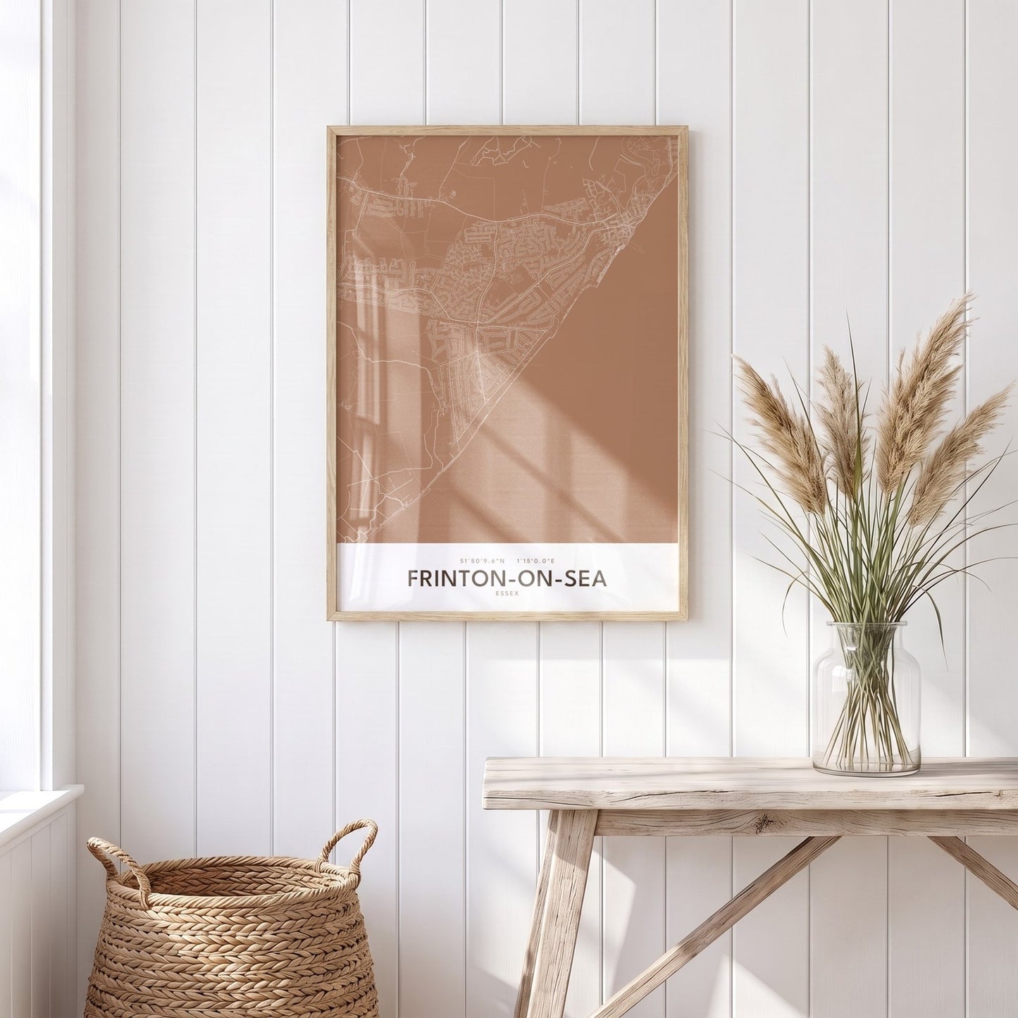 Frinton-on-Sea — Framed Map Print (Terracotta)