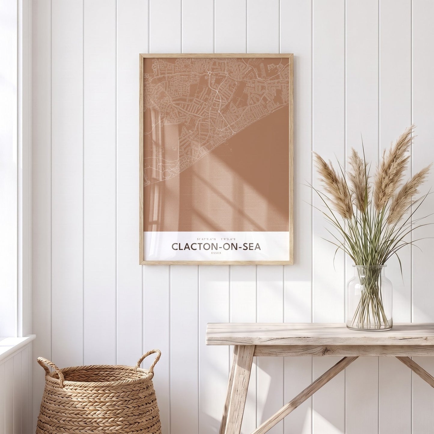 Clacton-on-Sea — Framed Map Print (Terracotta)