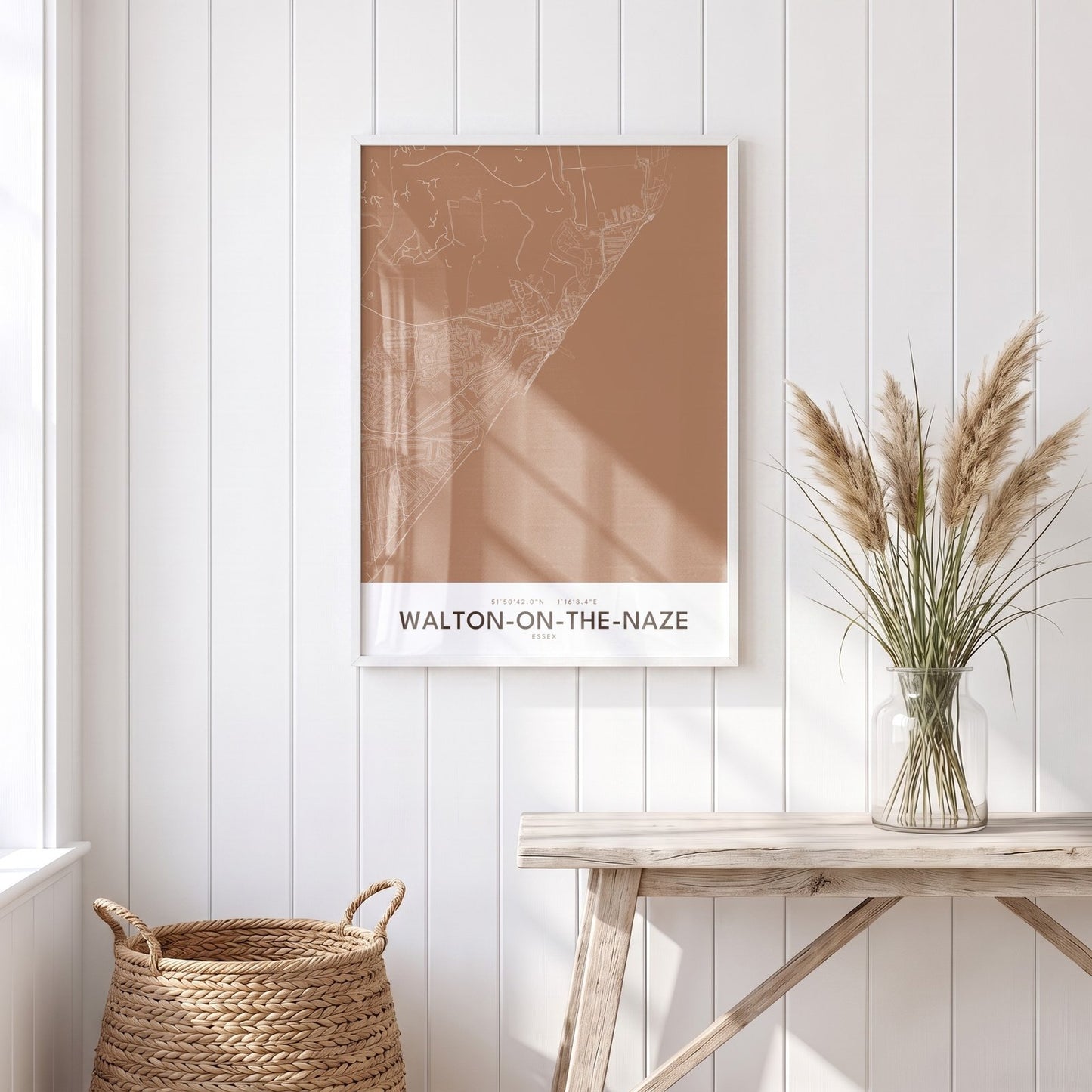 Walton-on-the-Naze — Framed Map Print (Terracotta)