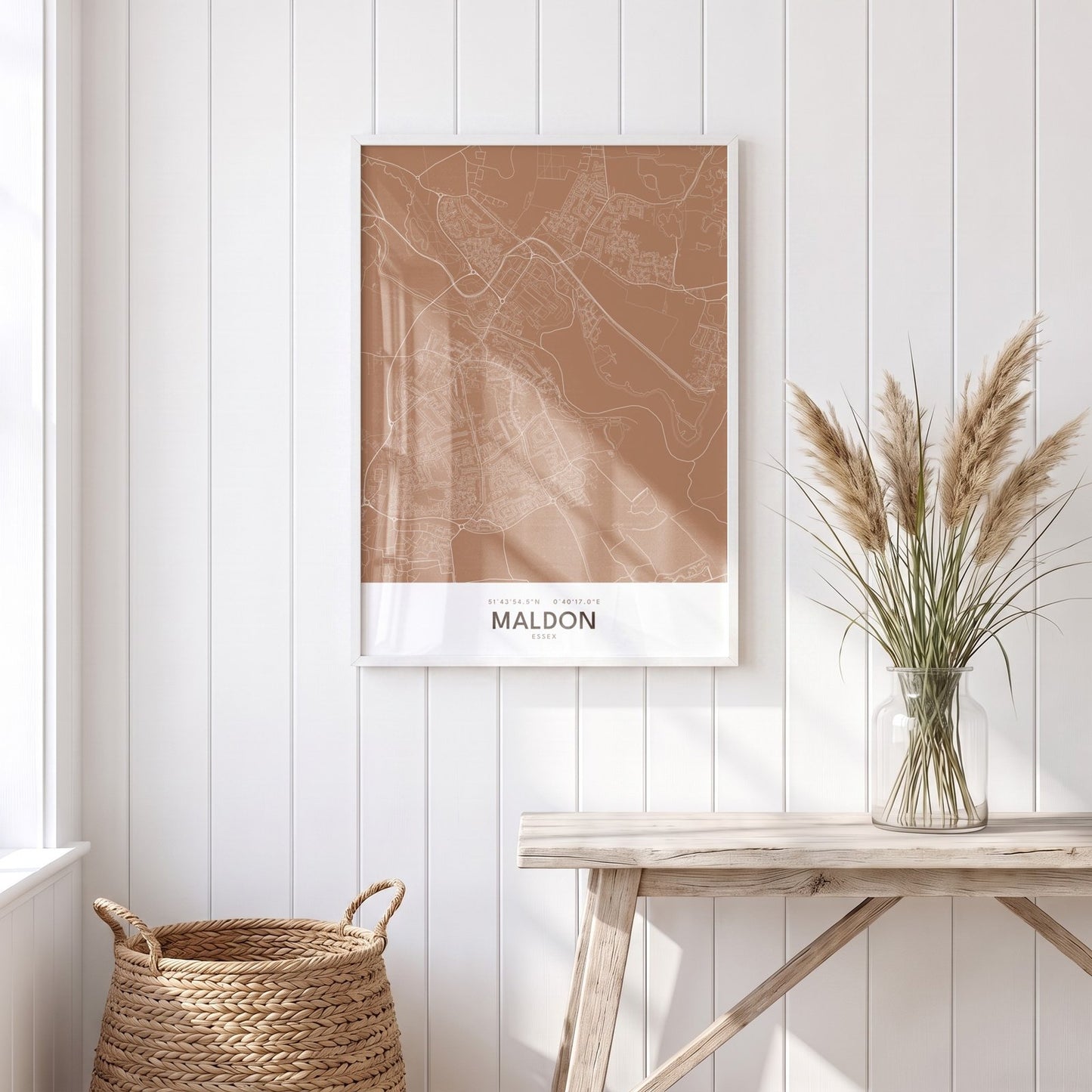 Maldon — Framed Map Print (Terracotta)