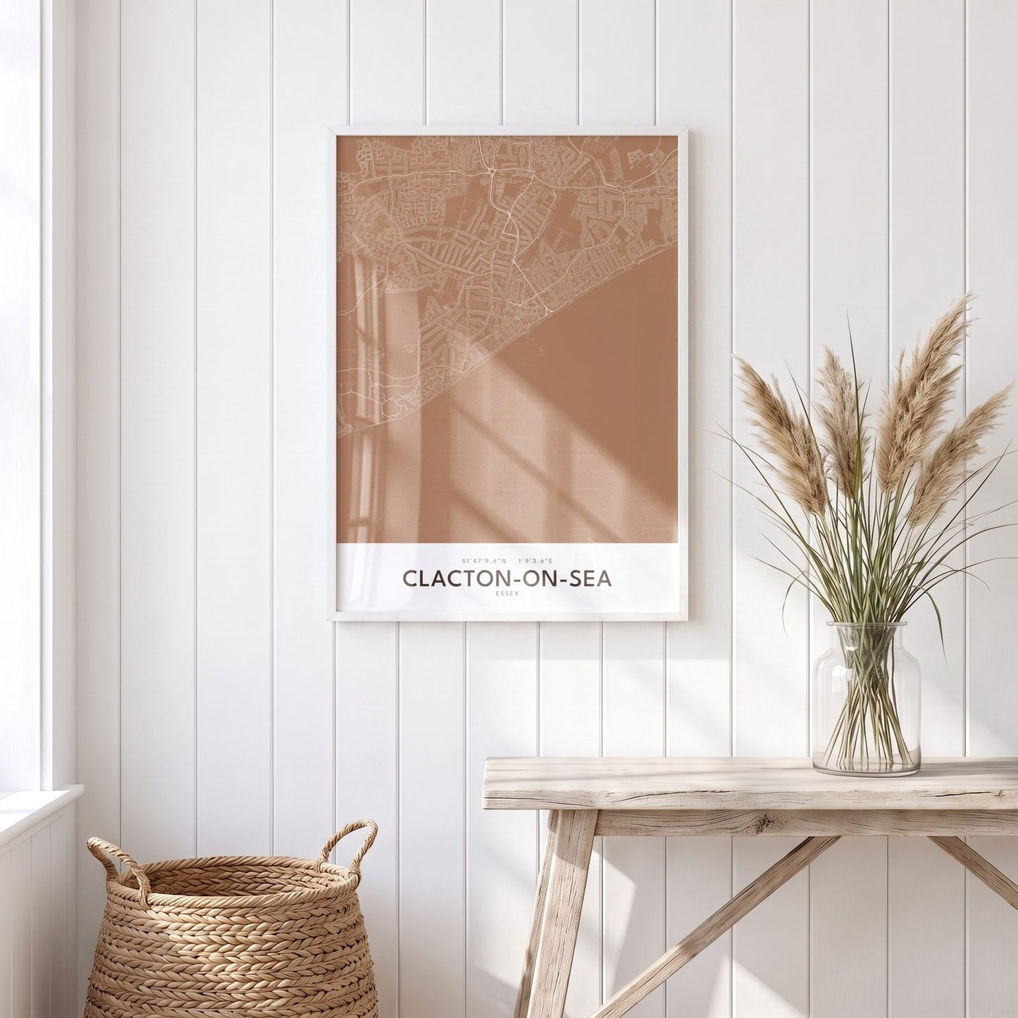 Clacton-on-Sea — Framed Map Print (Terracotta)