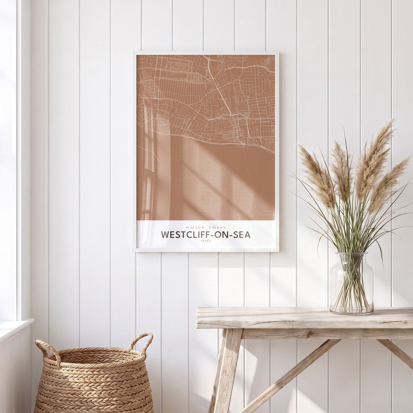 Westcliff-on-Sea — Framed Map Print (Terracotta)
