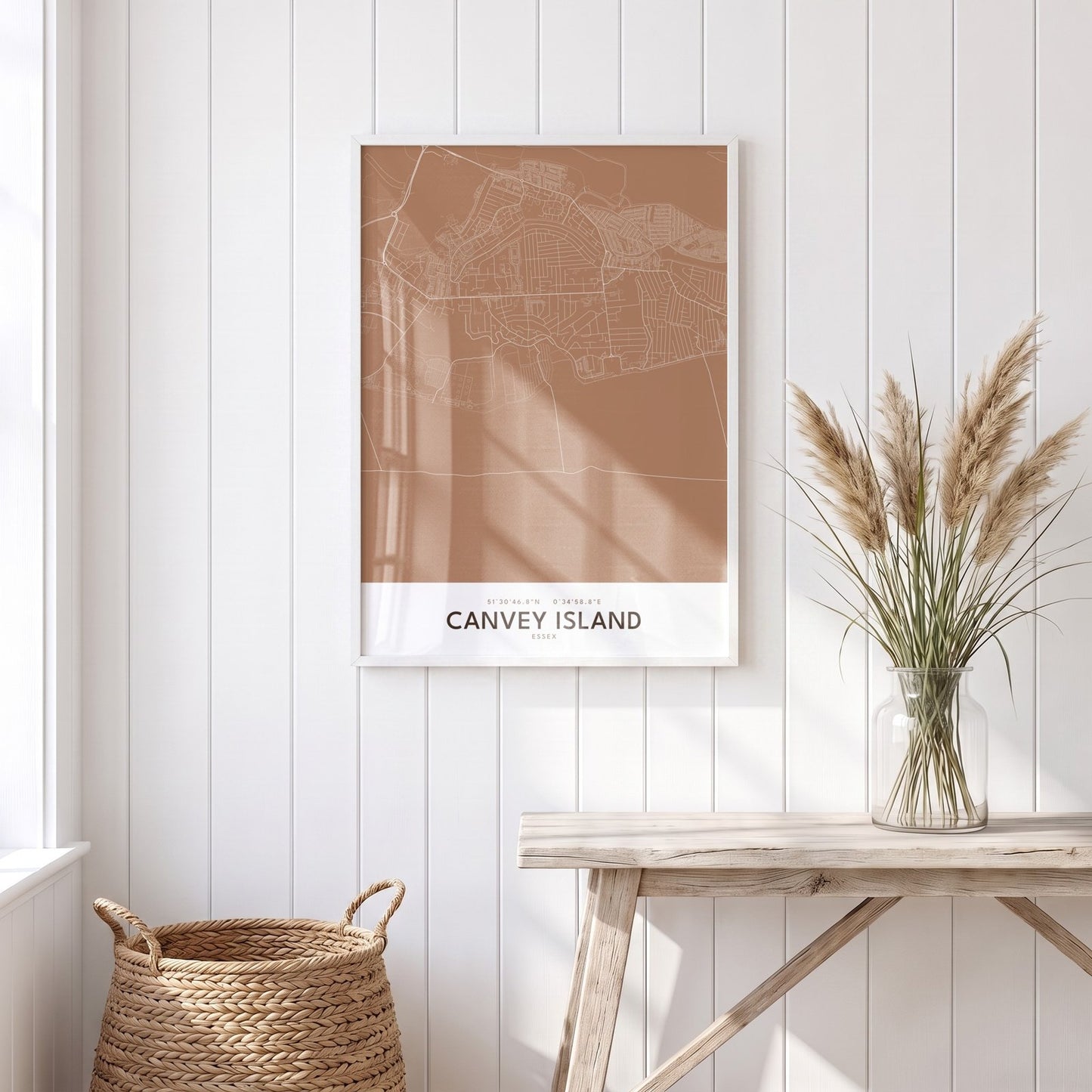 Canvey Island — Framed Map Print (Terracotta)