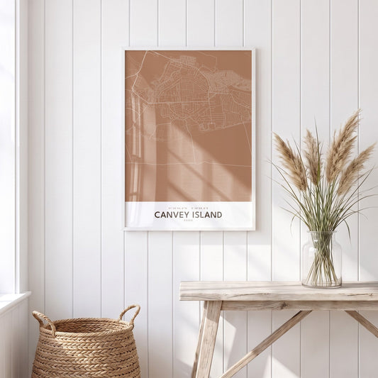 Canvey Island — Framed Map Print (Terracotta)