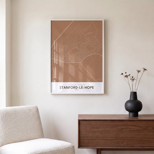 Stanford-le-Hope — Framed Map Print (Terracotta)