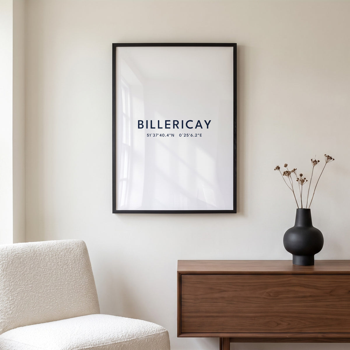 Your Town Merch — Billericay Framed Coordinates Print lifestyle