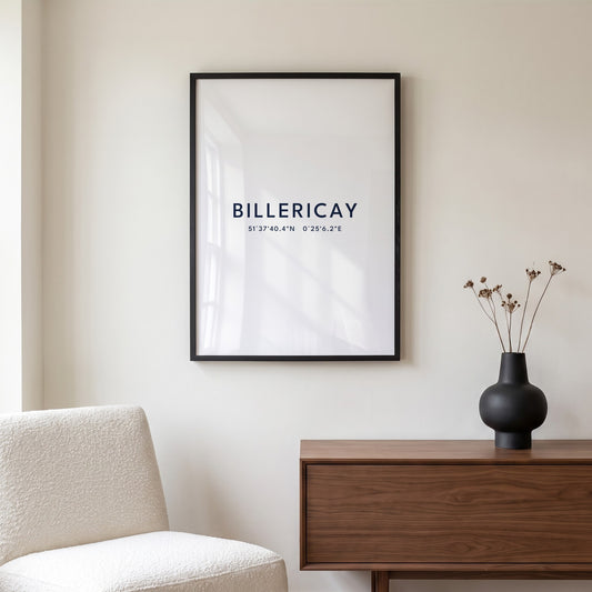 Billericay — Framed Coordinates Print