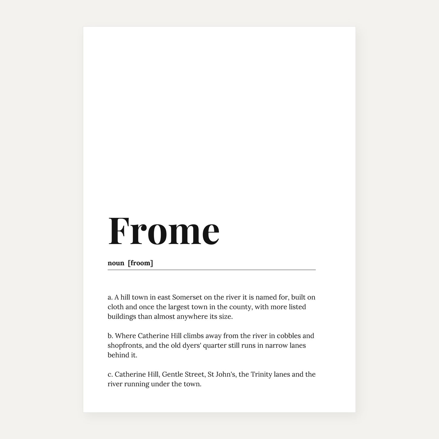 Frome — Dictionary Print