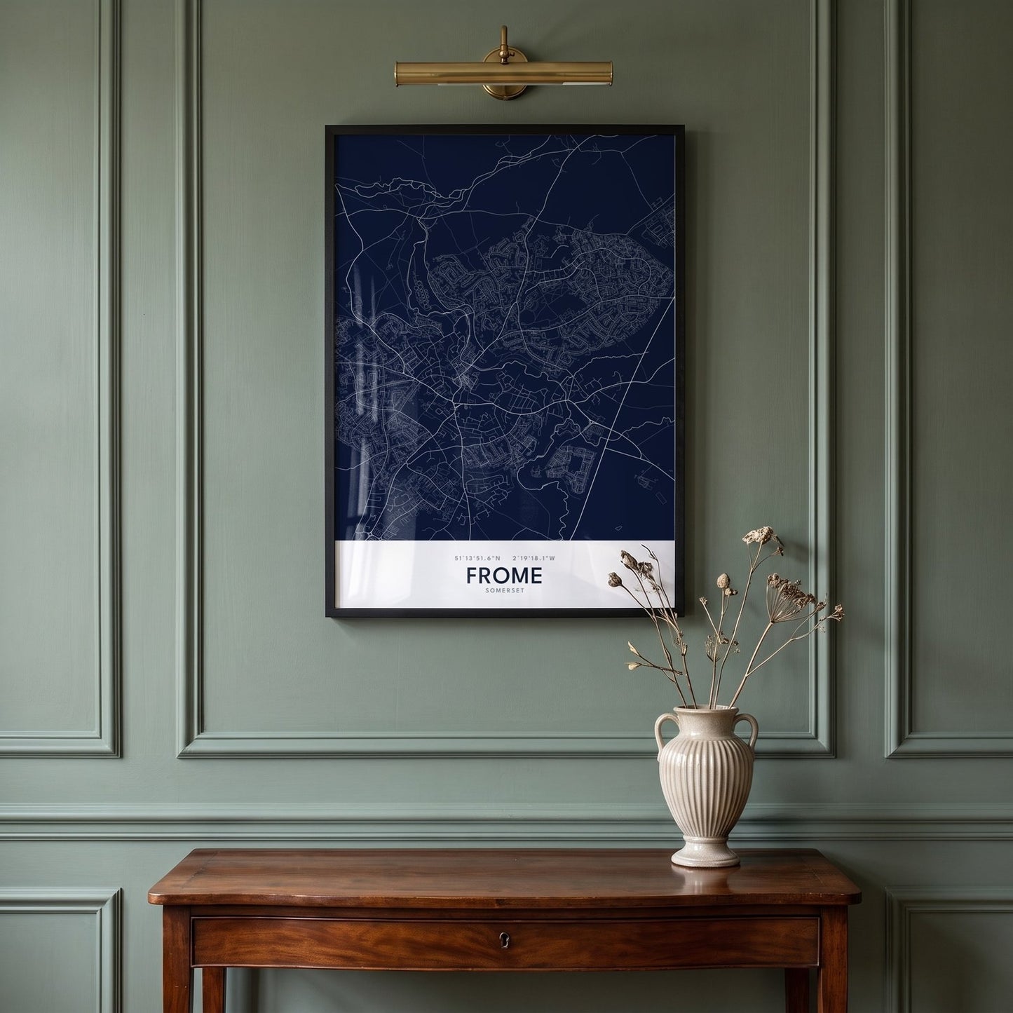 Frome — Framed Map Print (Navy)