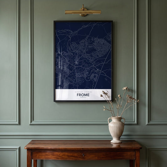 Frome — Framed Map Print (Navy)