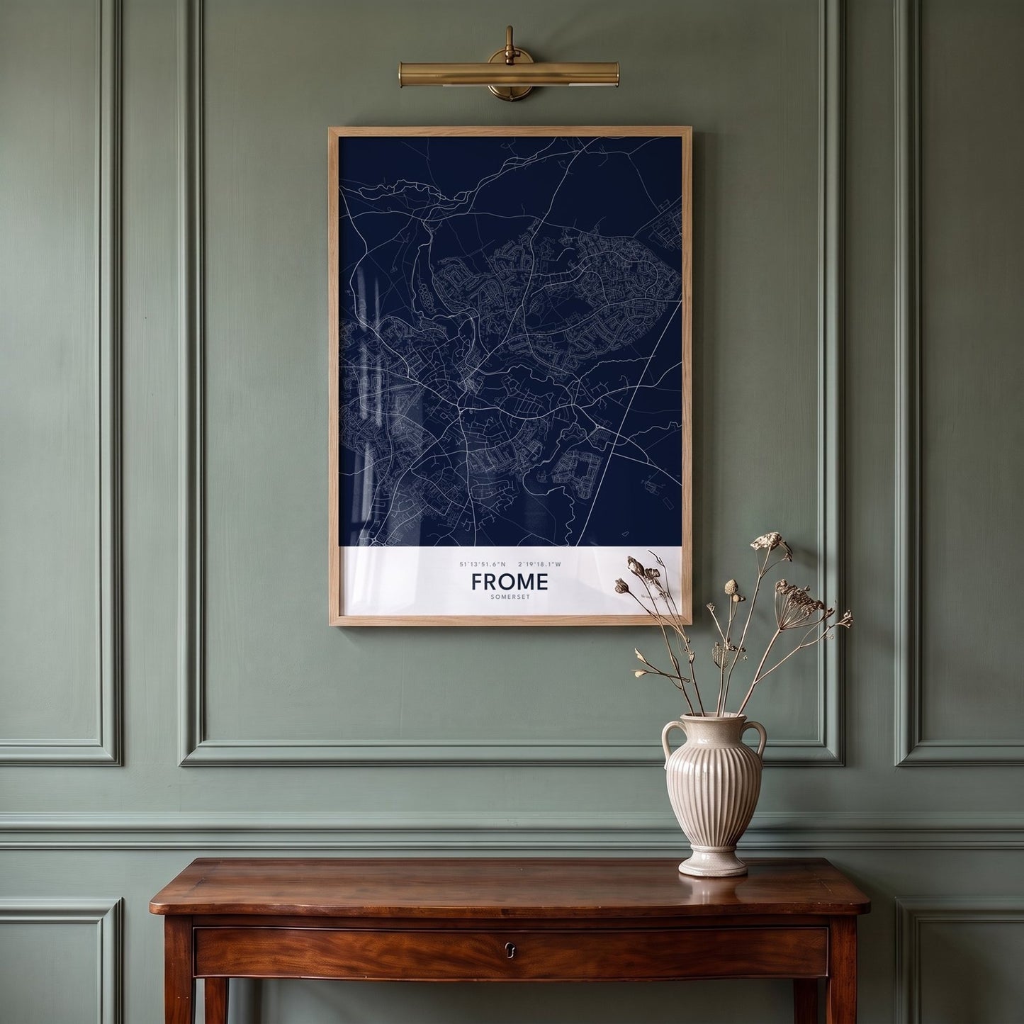 Frome — Framed Map Print (Navy)