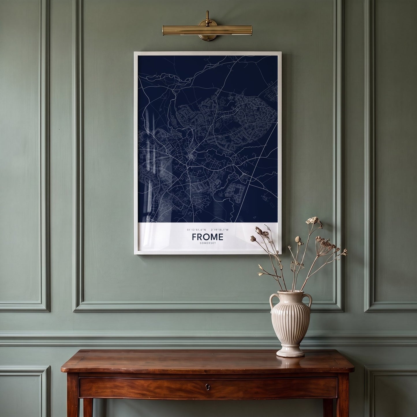 Frome — Framed Map Print (Navy)