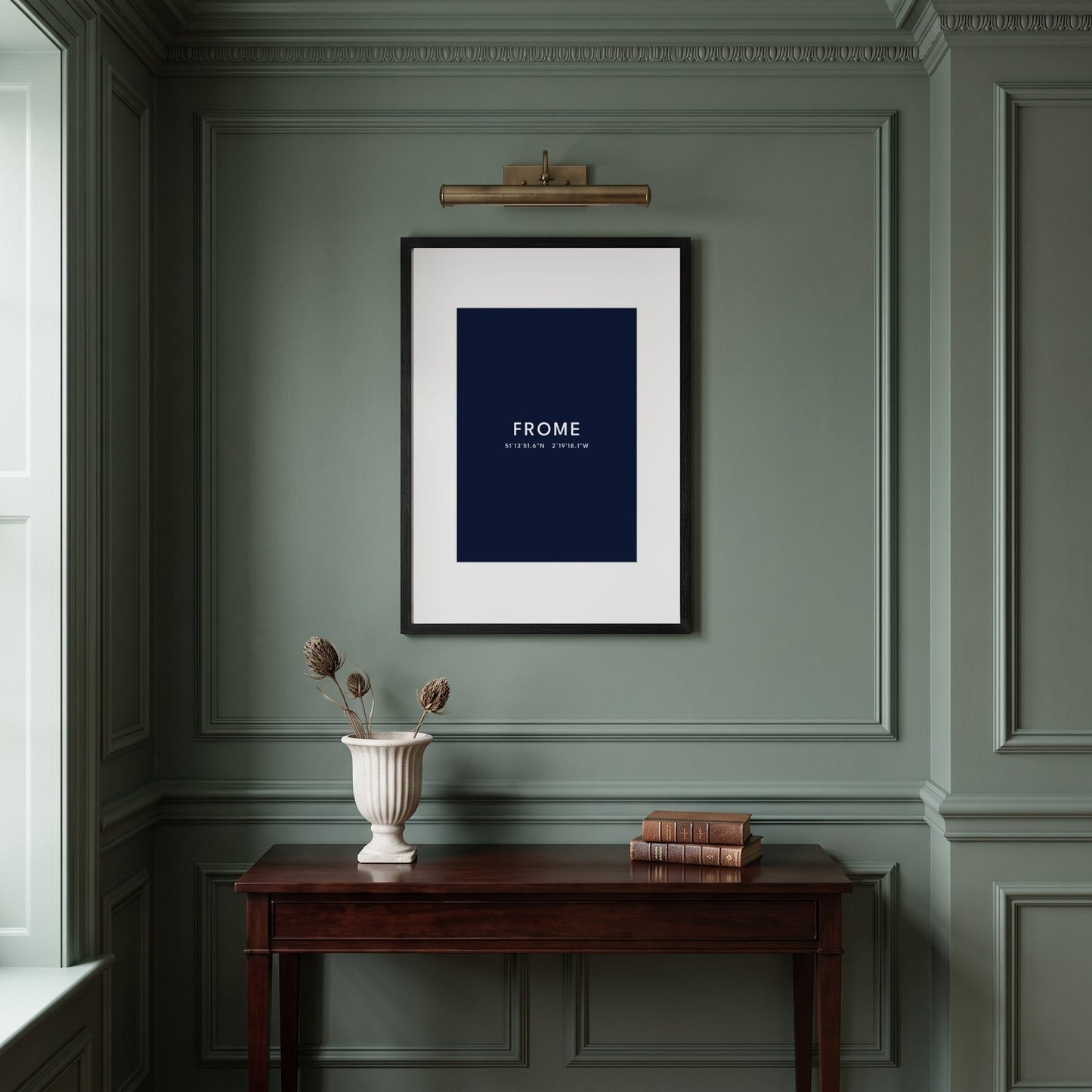 Frome — Framed Coordinates Print (Navy)