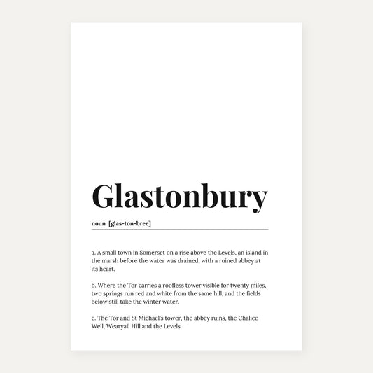 Glastonbury — Dictionary Print