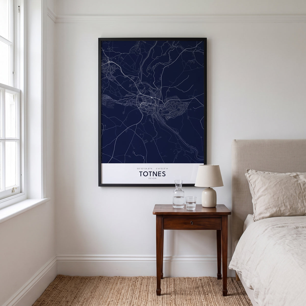 Your Town Merch — Totnes Framed Map Print (Navy) lifestyle